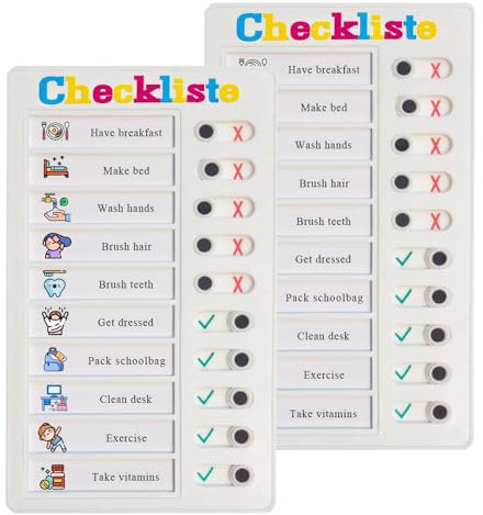 Checklist Board, Checklisten-Tafel Aufgabenliste zum Aufkleben, wiederverwendbares Memoboard für Kinder,Aufgabenplaner Kinder, Aufgabenliste für Kinder (Checkliste-2pcs)