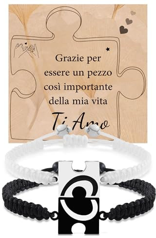 MANVEN Bracelet couple cadeau couple Saint-Valentin bracelet pour lui elle petite amie copain ami homme femme anniversaire anniversaire porte bonheur amulette Noël puzzle
