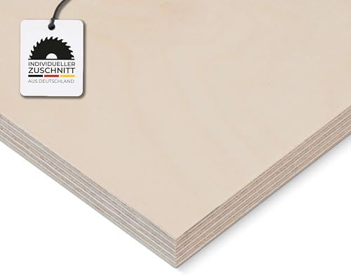 HausFux Multiplex-Platte nach Maß - 1,5 cm starkes Birken-Sperrholz, hohe Stabilität, kreuzweise verleimt - Handwerker-Qualität - Maßanfertigung (Natur, 40 x 40 cm)