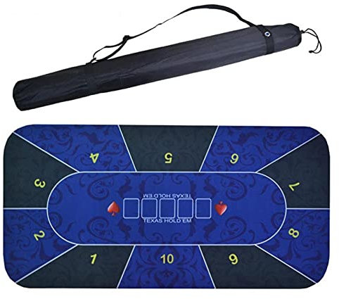 Game Poker Tischmatte Tragbare Pokertischplatte 1,2 m Hold'em Texas Pokermatte Black Jack Baccarat Würfel Langlebiger Gummi Home Gaming Schreibtisch Poker Pad Matten Brettspielzubehör (Farbe: Blau)