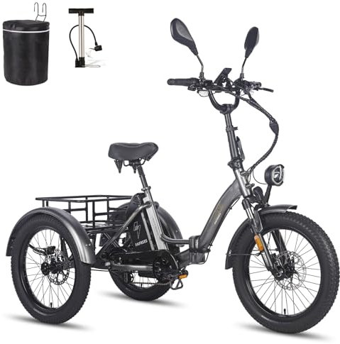 Fafrees F20 Mate E- Bike Dreirad 48V 21AH Straßenzulaßung [ Offiziell Dreirad für Erwachsene 65N.m, Damen Herren E Bike Klapprad 20 Zoll, Elektrofahrrad 180kg, Fatbike Ebike IPX5 Mountainbike