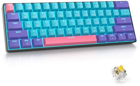 SbocKeeb Teclado Mecanico Inalámbrico,Mini Teclado Gaming 60 Mecanico Modo Dual 2.4Ghz/Bluetooth Hot Swap American QWERTY Layout con para PC/Mac
