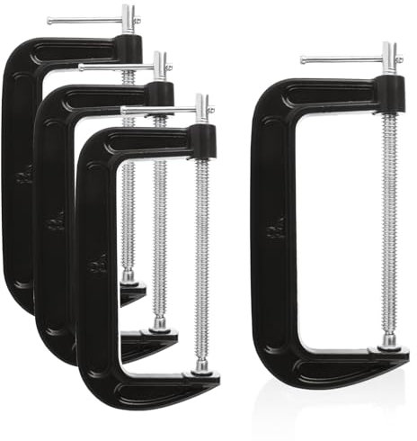 WOPPLXY 4 Pcs C Clamp, 8 Inch Heavy Duty Steel C Clamps Set, Cast Iron Frame Sliding T-Handle More Stability Massive Clamps Industrial Strength C Clamp for Woodworking, Welding, Building