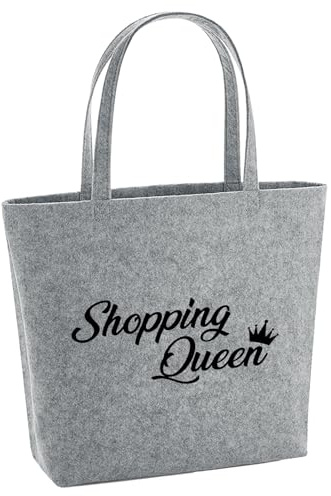 Huuraa Filzshopper Shopping Queen Geschenk | Große Filz Einkaufstasche 22 Liter Shopper Filztasche Geschenkidee herausnehmbarer Tasche innen