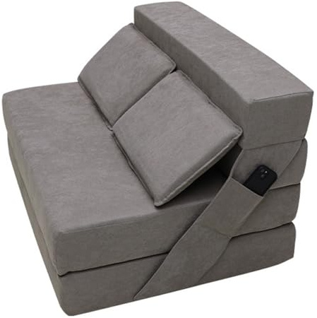 Sleeping Chair Guest Sofa with Sleep Function Folding Mattress with Cushion Folding Sleeping Chair for Living Room Lofts Grey,102 * 76 * 65cm