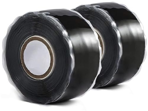 2Pcs Self Fusing Silicone Tape Waterproof Repair Sealing Tape, Multi Purpose Electrical Tape, Amalgamation Rubber Tape Black, Rubber Leak Repair Tape, Insulation Pipe Repair Tape Sealing, 1.5mx2.5cm