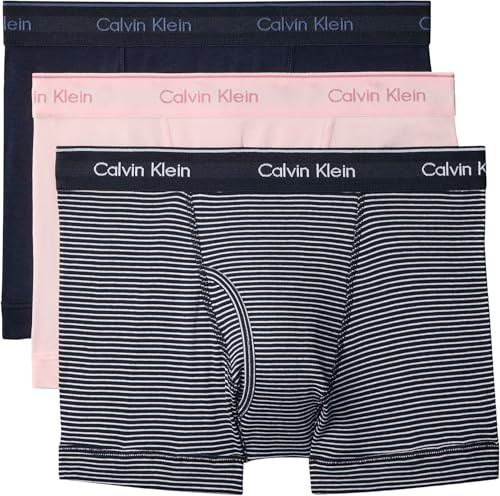 Calvin Klein Men Trunk 3 PK PINK (Horizon Pink/Hairline Stripe Shorel) M