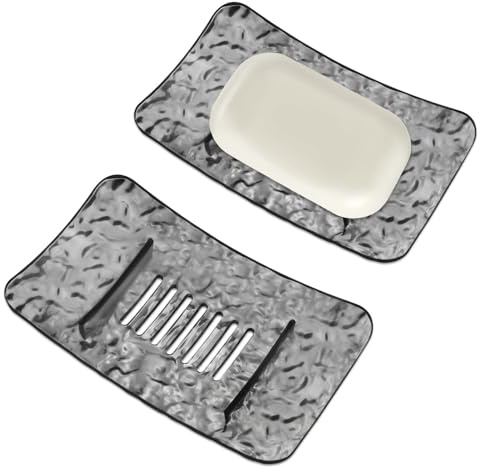 Diakey Lot de 2 porte-savons avec drainage, moderne et luxueux, pour douche, salle de bain, évier, cuisine, toilettes, gris