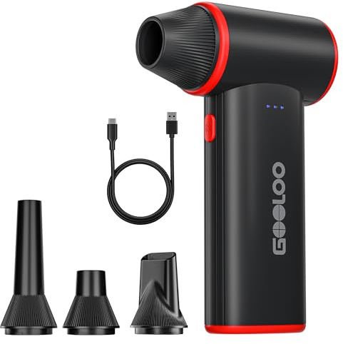 GOOLOO F3 Electric Air Duster, 150000RPM Cordless Mini Air Cleaner for PC | 3-Gear Adjustable Duster Fan, Rechargeable & Portable Lightweight Design. Ideal for PC, Keyboard, Car, Home Cleaning Tools