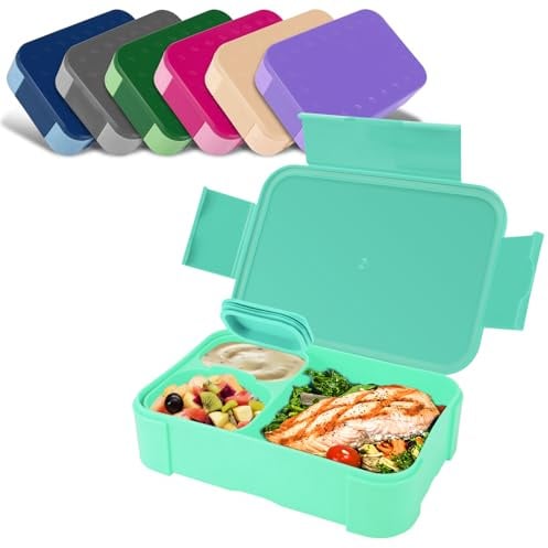 Pavlleen Brotdose Kinder mit Fächern,900mlAuslaufsichere Lunchbox Hellblau | Reise-Lunchbox, Jausenbox Brotbox, Geeignet für Schule, Picknick, Mikrowellen/Spülmaschinenfest