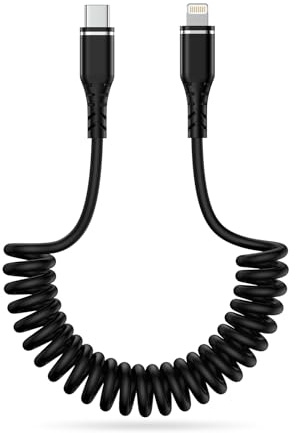 USB C auf Lightning Spiralkabel, [0.4M-1.2M] Apple Carplay Kabel Kurz | USB C iPhone Ladekabel Typ C auf Lightning Kabel Spiral Auto Schnellladekabel für iPhone 14 13 12 11 Pro Max Plus XS XR 8 7 6
