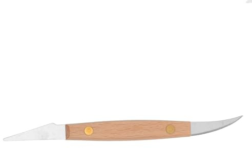 GRADENEVE Outil de Finition pour L'artisanat en Céramique Lame Double en Acier Inoxydable et Manche en Bois pour Modelage d'argile sans Bavure en Extérieur ou DIY