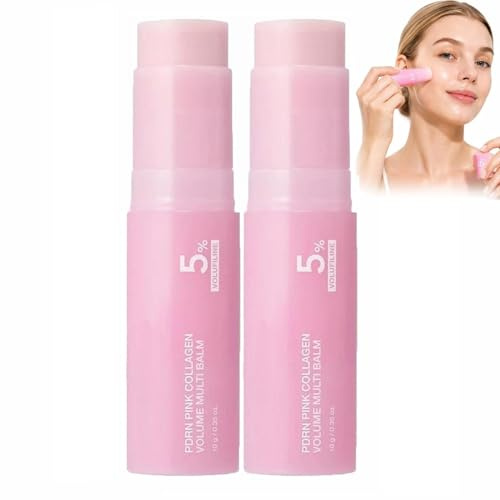 Gloura Stick, Gloura PDRNS Pink Collagen Volume Multi Balm, Collagen Wrinkle Stick for Face, Lips and Neck, Leaves Skin Soft (2pcs)