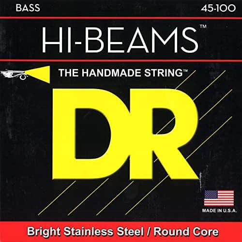DR Strings Hi-Beam MLR-45 – E-Bass Saiten, 4-Saiter Set, Edelstahl, Rundkern, Light to Medium 45-100