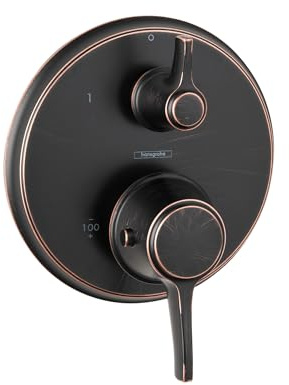 hansgrohe Ecostat Classic Thermostatic Shower Valve Trim with Temperature Control in Rubbed Bronze, 15752921