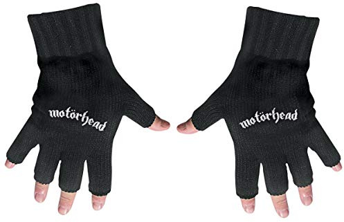 Music Fingerless Gloves featuring a White Embroidered Motorhead Logo