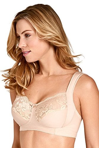 Miss Mary of Sweden Lovely Lace Womens Non-Wired Full Cup Cotton Bra Beige