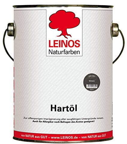 LEINOS Holzöl 2,5 l | Hartöl Schwarz für Tische Möbel Arbeitsplatten | Teak Eiche Möbelöl für effektive Versiegelung und langanhaltenden Schutz im Innenbereich