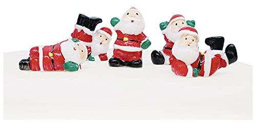 Anniversary House 5pcs Fun Santa Plastic Cake Topper Picks Christmas Cake Decorations, Christmas Cake Toppers, Yule Log Decorations, Traditional Non-Edible Decorations, BX163 UK