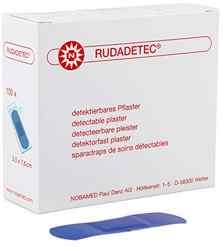 100 x RUDADETEC detektierbare Pflaster Blau, Größen:2.5 cm x 7.6 cm