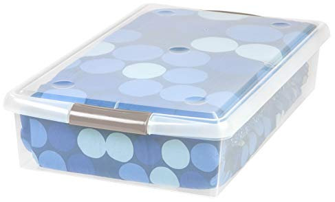 IRIS USA, Inc. Unterbett-Aufbewahrungsbox, 40 Quart mit Griff, Hellbraun, transparent, groß