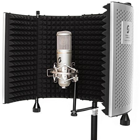 Portable Vocal Recording Booth Kit 2024 - Includes Full-Size Floor Stand & Desk Mount, Ideal for Home Studio - Microphone Not Included