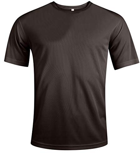 MKR Quick Drying Breathable Cooling Short Sleeve Sports T-Shirt with UPF40+ Sun UV Protection (Chocolate Brown, L)