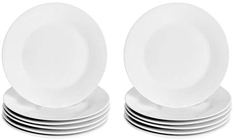 Argon Tableware Grandes Assiettes à Dessert cerclées/Petites Assiettes Blanches - 190 mm (7,5 Pouces) - Boîte de 12