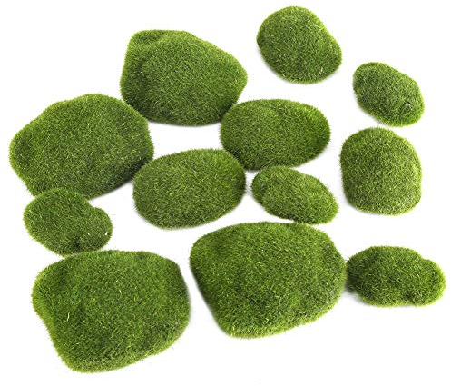 12 Stücke Moos Bälle Terrarium Dekorative, künstliche Grüne Moos Steine Simulation Gras Bonsai DIY Landschaft Dekoration