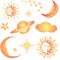 Pochoir Celestial – 21,5 x 21,5 cm (L) – réutilisable Soleils, étoiles, lunes, planète, Saturne, nuage mural