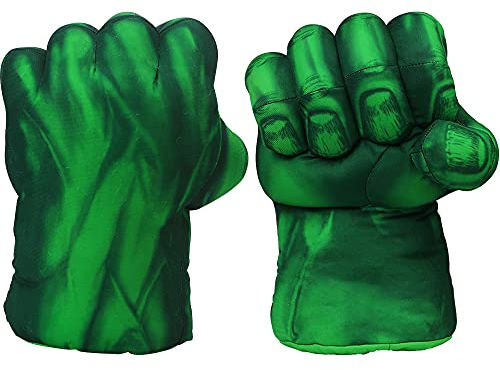 Superhero Gloves Boxing Gloves Smash Hands Big Soft Plush Hero Fists, Superhero Toys for Boys Girls, Role Play Costume Birthday Present for Toddlers Kids Age 3+ (1 Pair Green)