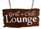 osters muschel-sammler-shop verrostetes Garten-Metallschild zum Hängen Grill & Chill Lounge BBQ - ulkig und originell zum aufhängen an Ketten - das Schild für den Garten -