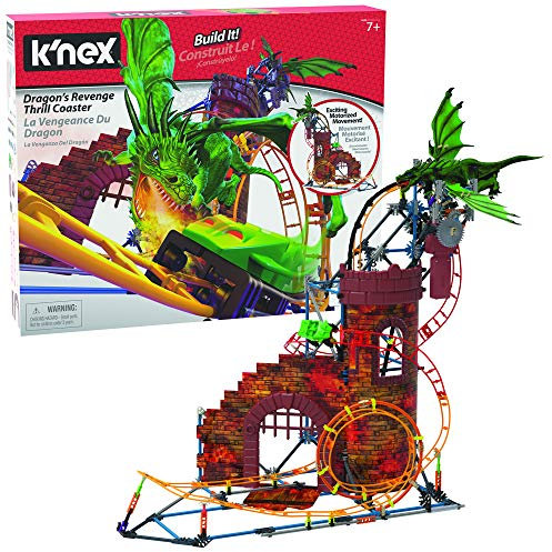 K'nex Basic Fun 520 34043 Rides Dragon's Revenge Thrill Roller Coaster Building Set EA, Multicolour