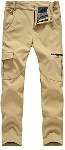 donhobo Damen Gefüttert Winterhose Winddicht Wasserdicht Atmungsaktiv Warm Softshell Hose Outdoor Trekking Wandern Ski Funktionshose Berghose Khaki 2XL