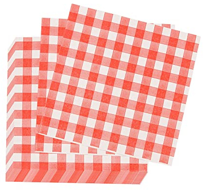 AUEAR Lot de 40 Serviettes de Table en Papier jetables Motif Vichy Rouge et Blanc