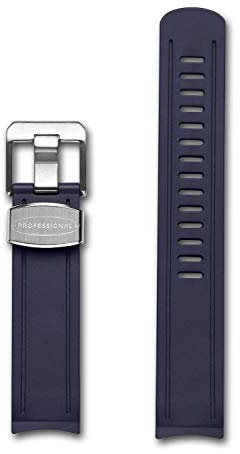 CRAFTER BLUE CB02 20mm Uhrenarmband mit Rundanstoß Gummiband Ersatz für Seiko Sumo SPB101J1,SPB125J1, SPB103J1, SBDC001, SBDC003, SBDC031, SBDC033, SBDC057, SBDC069 Dunkelblau