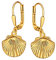 CLEVER SCHMUCK Boucles d'oreilles coquillage doré - 29 mm - En forme de coquillage 3D - En argent sterling 925 plaqué or, Métal