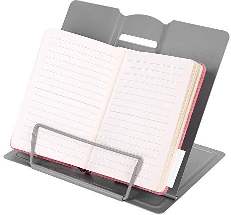Buchstütze Metall Ergonomisch Leseständer mit 6 Stufen Verstellbar Kochbuchhalter Rutschfest Bücherständer Kinder Erwachsene Buchhalter Kochbuch Ständer Bücher Halter für Lesen Küche Arbeitszimmer