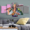 SZQY Kunstdrucke Moderne Malerei Hintergrund Dekoration 5 Teiliges Wandbild Poster Für Kinderzimmer Wandkunst Leinwand 150X80Cm Mit Rahmen One Piece Zoro Anime Cartoon