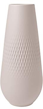 Villeroy & Boch - Manufacture Collier Sand, hohe Vase Carré, 26 cm, Premium Porzellan, Beige, Hoch