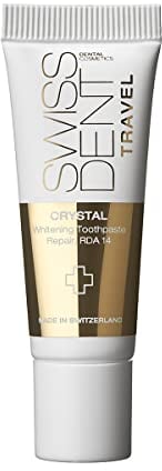 SWISSDENT CRYSTAL ZAHNPASTA, 10ml Reisegröße aufhellende Whitening Zahnpasta, aufbauend, remineralisierend & reduziert Empfindlichkeit
