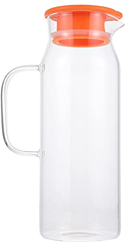 Cabilock Café 1. Jarra de Vidrio Transparente de 3L con Tapa de Silicona Jarra de Té Fría Jarra de Jugo Y Bebida de Té Helado Jarra Naranja Tetera