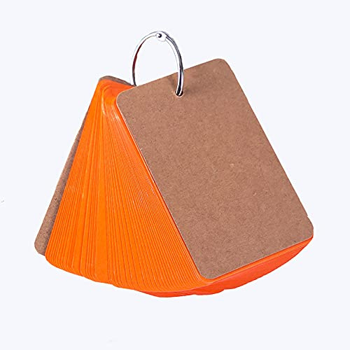 Karteikarten, 1 Packung 50 Blatt Mini Blanko Lernkarten Revisionskarten Karteikarten mit Bindering für Schule Lernen Memory Study Note (Orange)