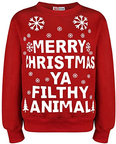 A2Z Mens Womens Merry Christmas Ya Filthy Jumper Comfortable - Ya Filthy Jumper Red Adult 4XL