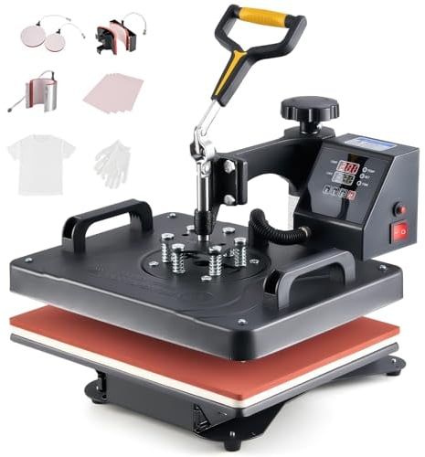CREWORKS 30 x 38 CM Pressa a Caldo 5 IN 1 Pressa Caldo per Magliette Termopressa Macchina per Sublimazione Trasferimento Stampante Pressa di Calore per T-Shirt Cappelli e Tazze