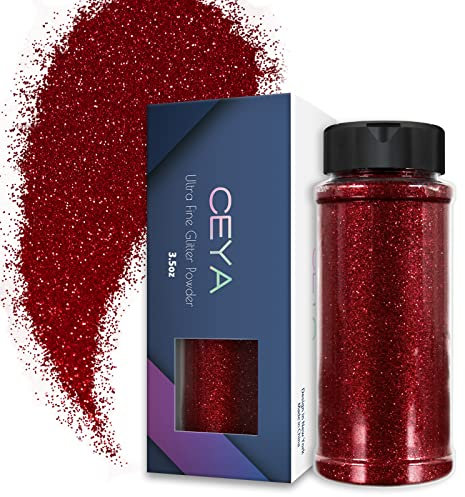 Ceya 3.5oz/ 100g Ultra Fine Glitter Powder Berry Red Glitter 1/128” 0.008” 0.2mm for Slime Epoxy Resin Craft Tumbler Jewelry Nail Art Festival Makeup Scrapbook Painting Wedding Cards