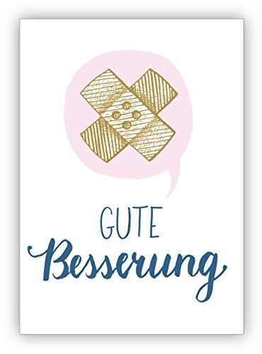 10x Moderne, liebevolle Genesungskarte mit Pflaster für Familie, Freunde und Kollegen: Gute Besserung - auch für Firmenkunden und Mitarbeiter • individuelle Grusskarten Set mit Umschlägen