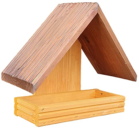 Vogelhaus aus Holz, Vogelfutterhaus wetterfest, Futterhaus, Wandvogelfutterhaus für den Garten, Balkon,Zaun (Gelb+Braun)