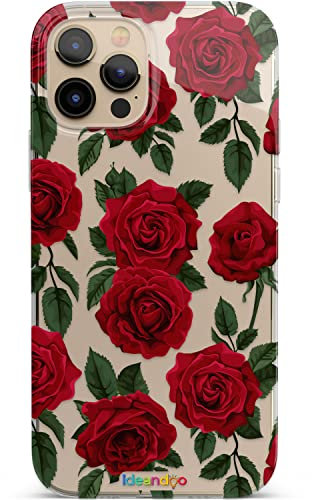 Coverpersonalizzate.it Cover Apple iPhone 12 Pro Max fiori collezione Ideandoo Rose rosse, custodia trasparente, sottile e stampata in alta qualità