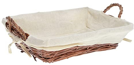 HERSIG - Bandeja Caoba Natural | Cesta Rectangular con Forro y Asas - 35 x 25 x 9 cm